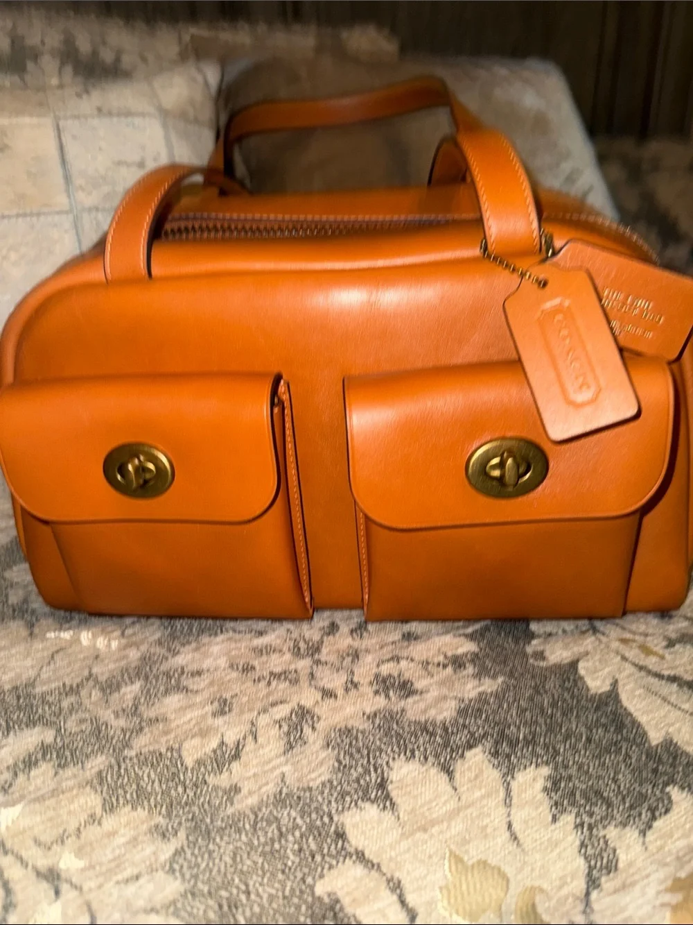 Coach Toffee leather Double-Pocket Satchel
